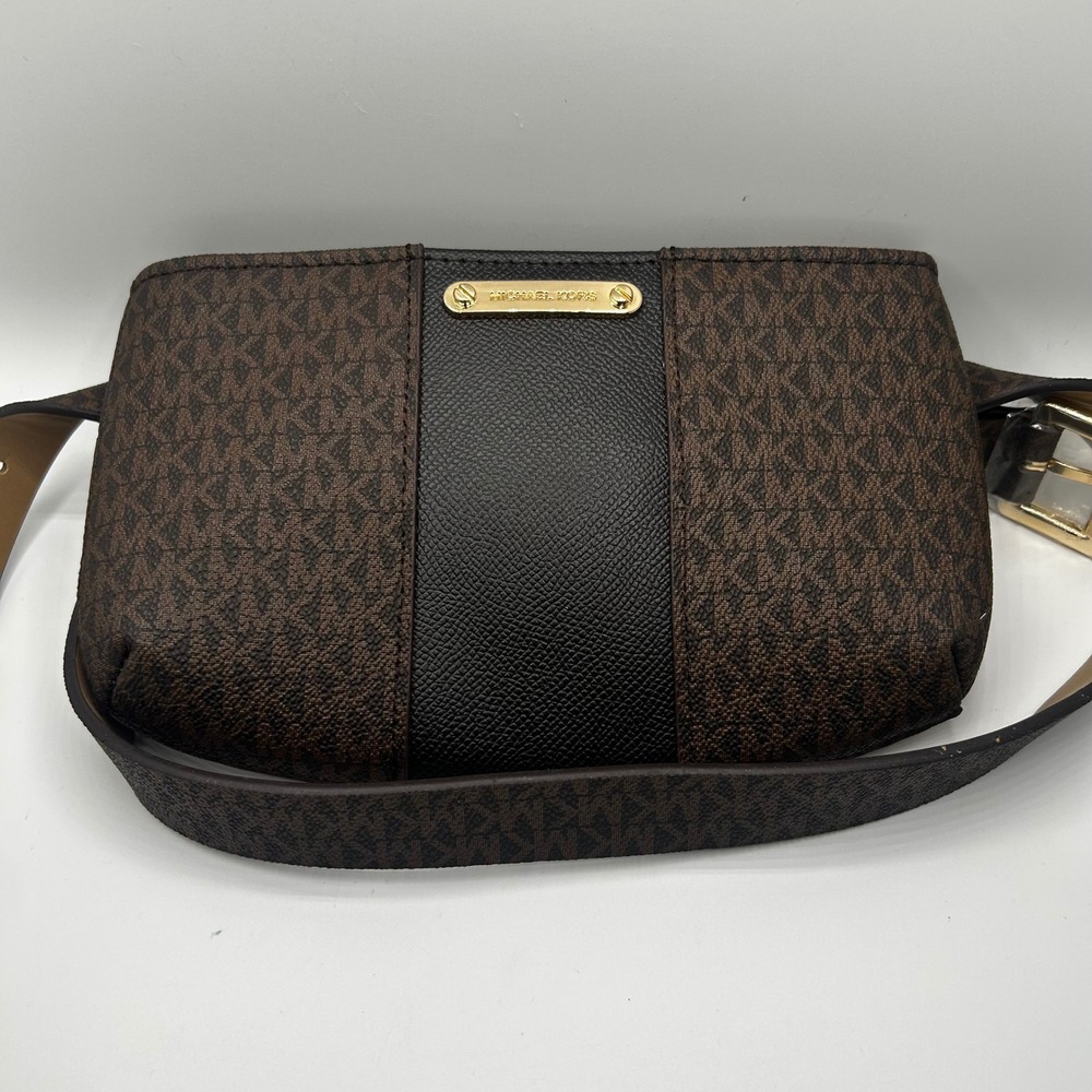 Michael Kors Belt Bag Women L/XL Brown Black New Monogram Logo Fanny Pack Waist